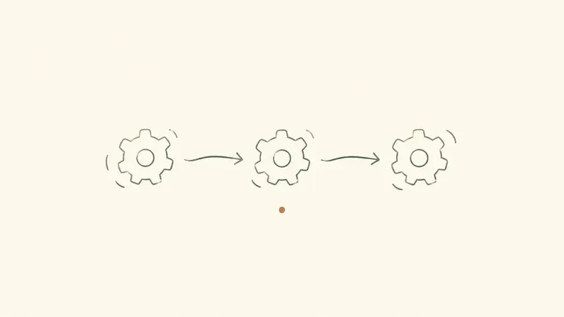 Illustration of three gears connected by soft arrows, representing automated routines.
